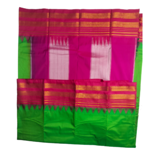 ilkal tana silk saree with narayanpet jari border parrot green