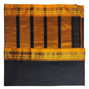 premium ilkal cotton silk temple border saree – black