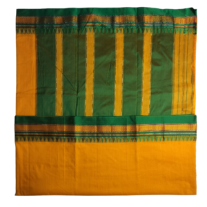 premium ilkal cotton silk temple border saree yellow