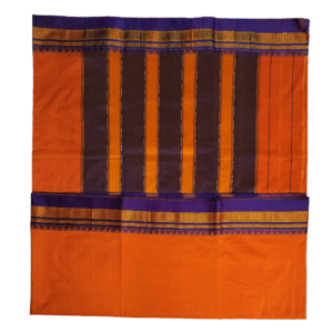 premium ilkal cotton silk temple border saree orange