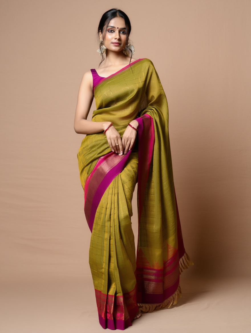 Premium Ilkal Tana Silk Plane Sarees